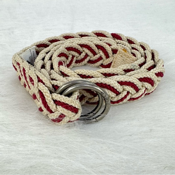 J. Crew braided nautical rope belt red & cream S/M - Picture 3 of 14
